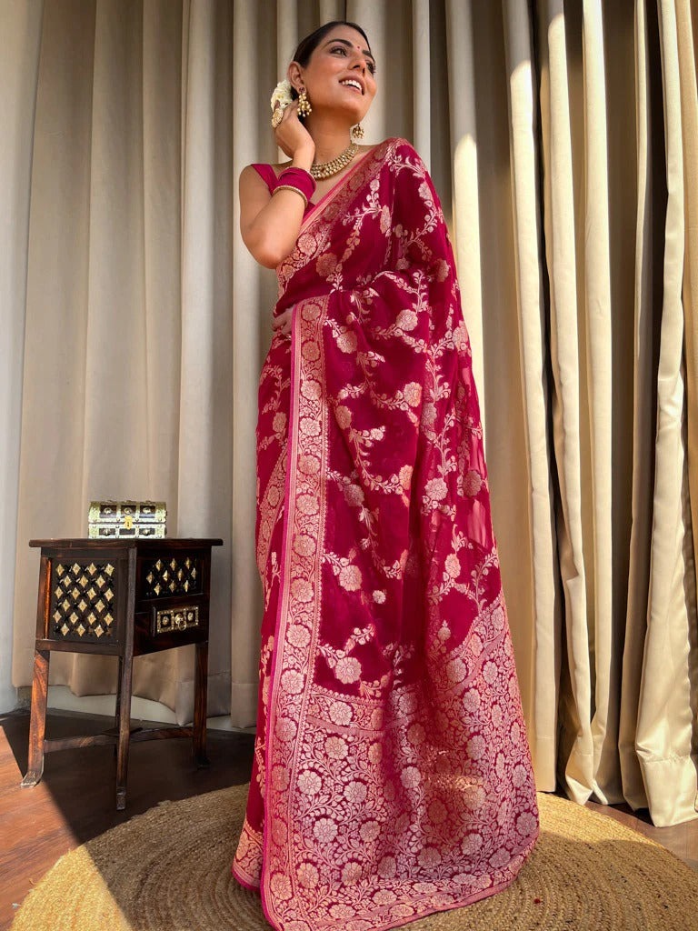KT 119 Banarasi Soft Silk Jacquard Saree